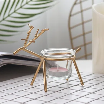 

Metal Tea Light Candle Holder Stand With Glass Cup Decorative Candlestick Tabletop Decor Home Cafe Ornaments New New