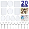 20Pcs/Set DIY Keychain Pendant Casting Silicone Mould Kit with Keyrings Art Crafts Making Tools Crystal Epoxy Resin Mold ► Photo 1/5