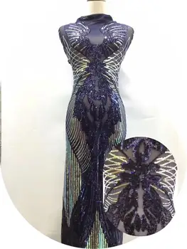 

royal blue sequin fabric 450*135CM african sequin lace fabric for sewing high quality african tulle lace fabric with sequins