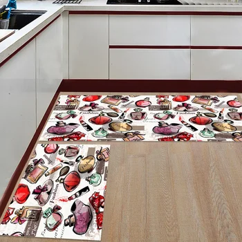 

Kitchen Mat Anti-slip Cosmetic Perfume Lipstick Moisturizer Printed Carpet Doormat Hallway Bath Mat Living Room