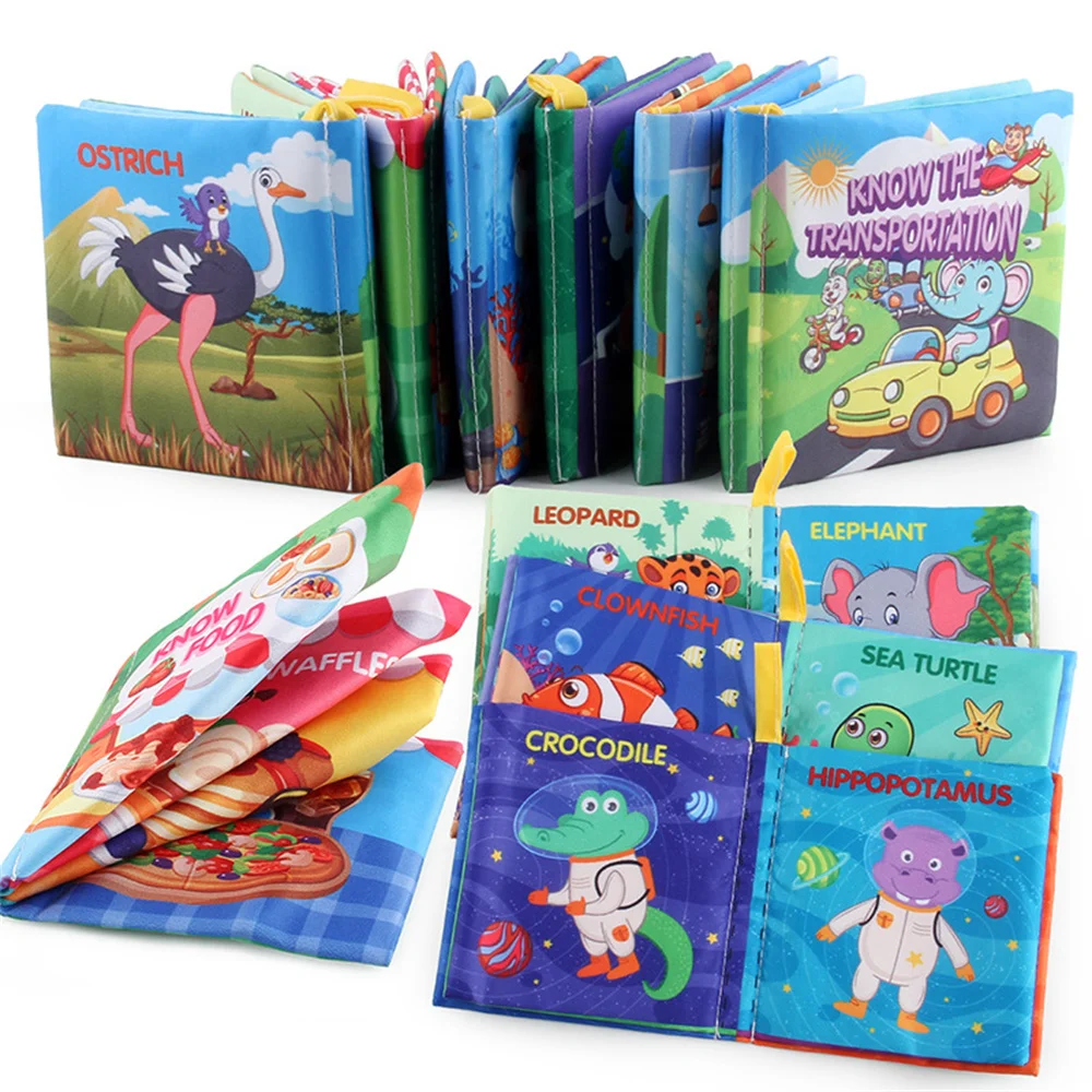 6Pcs Baby Cloth Book Intelligence Develop Soft Learning Cognize Reading Books Early Educational Toys Quiet Readings 0-12 Months