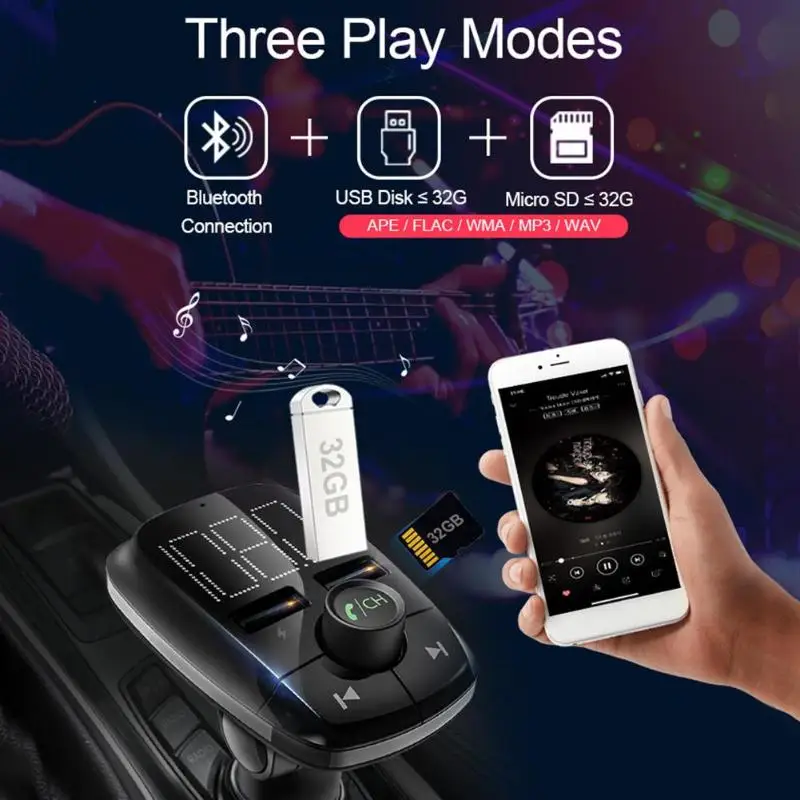 VODOOL T50 bluetooth 4,2 автомобильное зарядное устройство Громкая связь MP3-плеер fm-передатчик 2.4A телефон Быстрая Зарядка адаптер