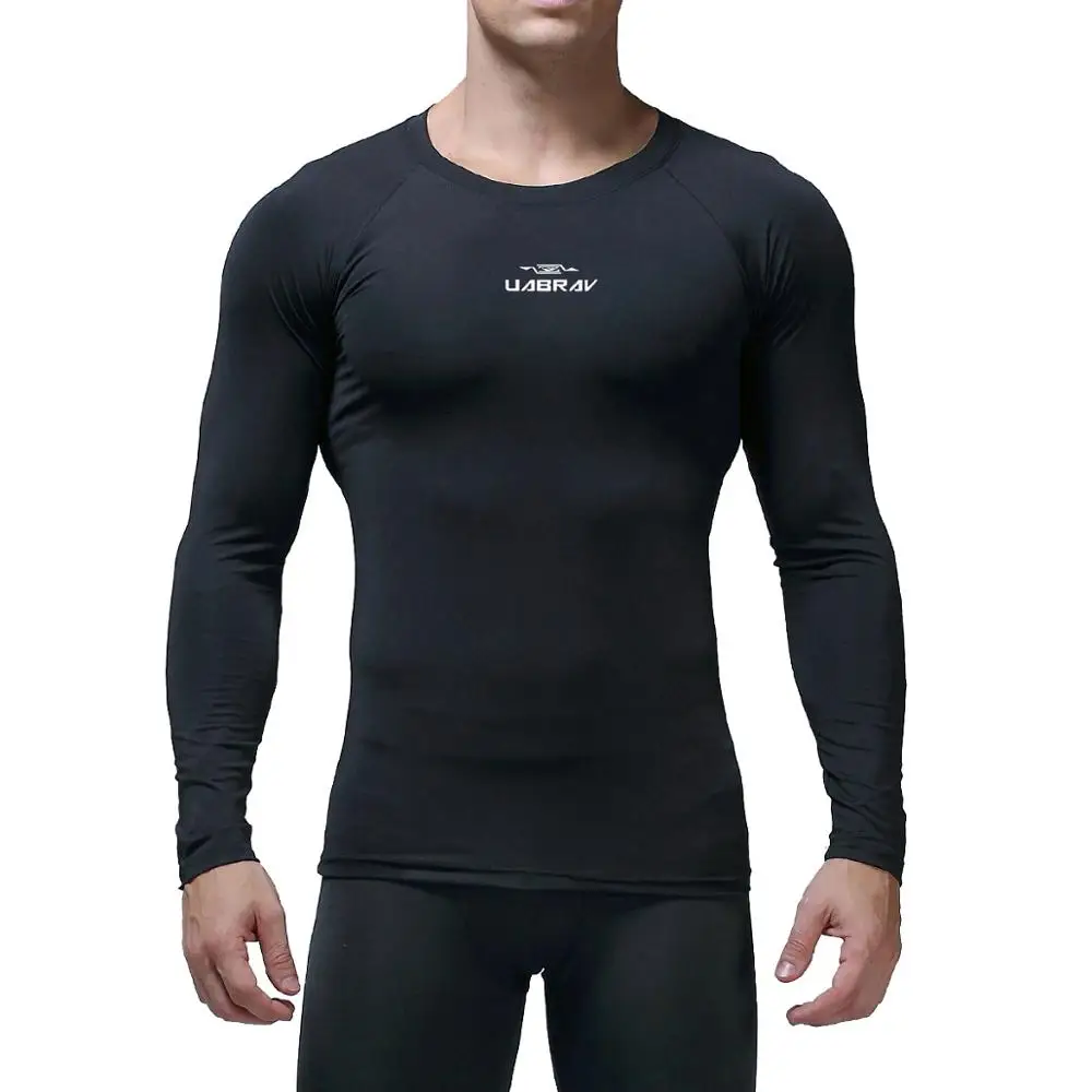 Осенний спортивный топ из полиэстера, мужская спортивная тренировочная рубашка с длинными рукавами, мужская спортивная одежда для фитнеса, Быстросохнущий эластичный дышащий Топ - Цвет: Черный