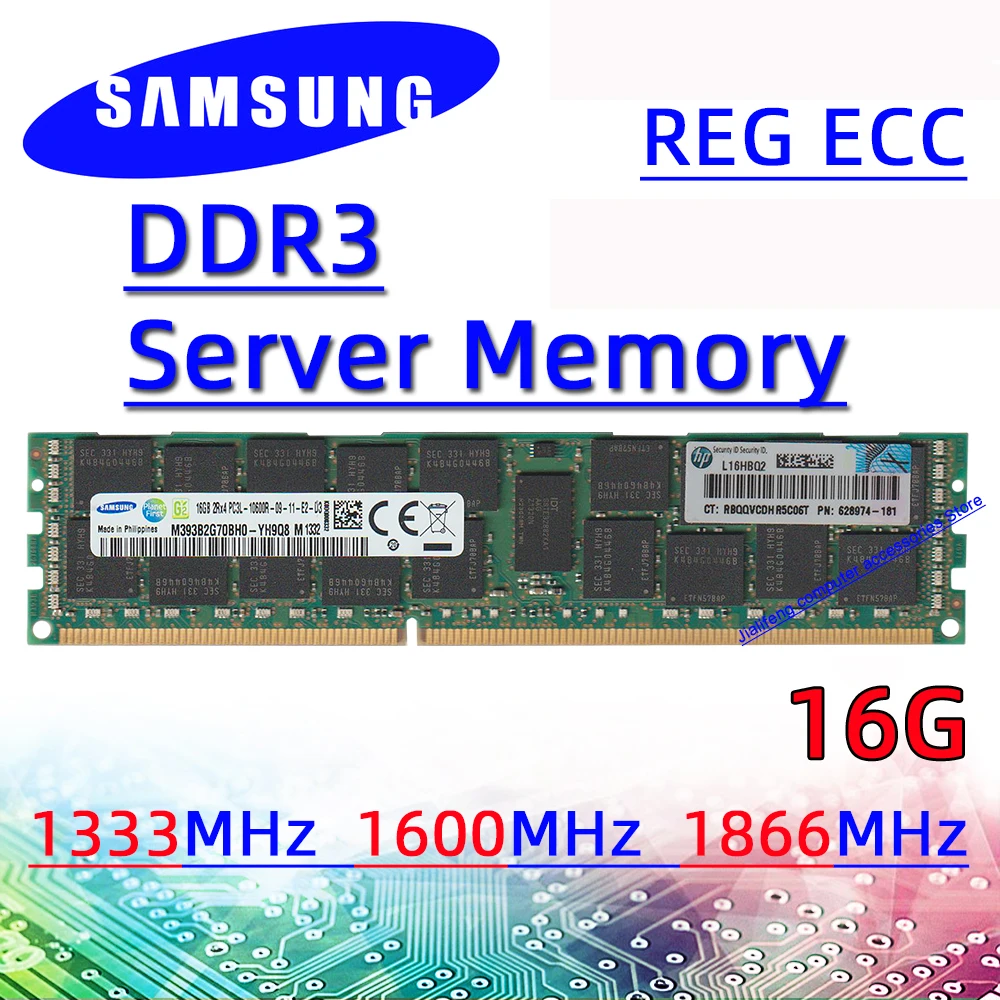 

Серверная память Samsung REG ECC ddr3 16 Гб 1333 МГц 1600 МГц 1866 МГц RAM PC3 10600R 12800R 14900R