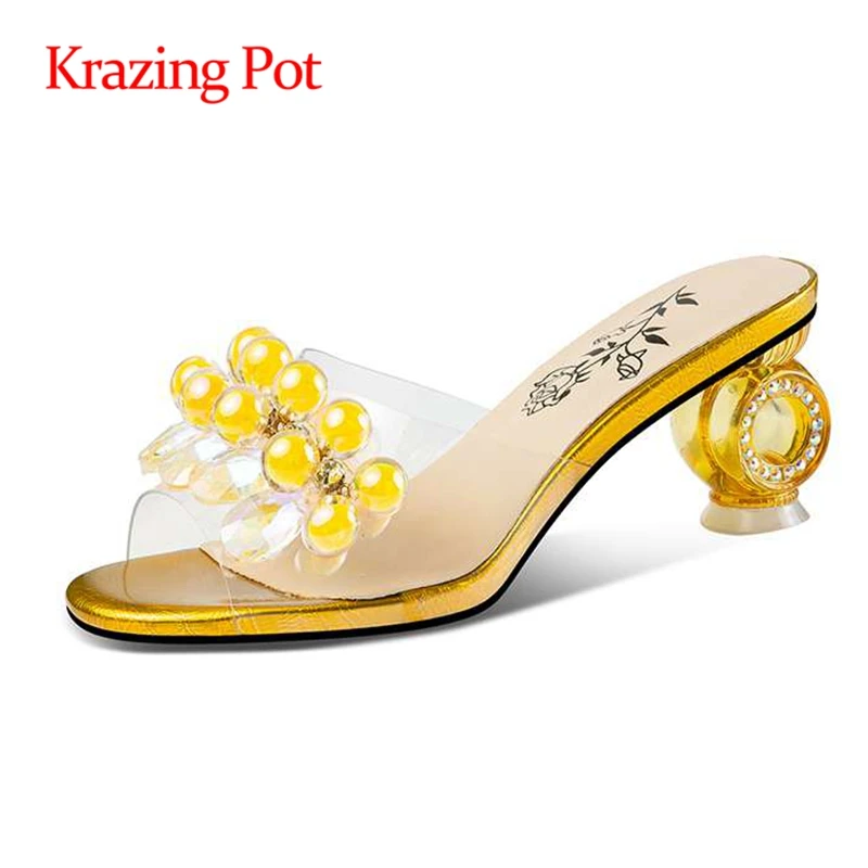 

Мюли Krazing pot Женские однотонные из бычьей кожи, однотонные сандалии без застежки в странном стиле, для девушек и женщин, в Стиле Лолита, свиданий, L86, большие размеры