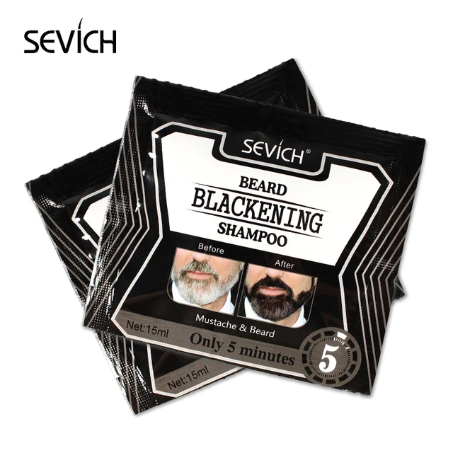 Sevich 15ml Beard Blackening Shampoo Only 5mins Fast Dye Beard Into Black Long Lasting 4 Weeks