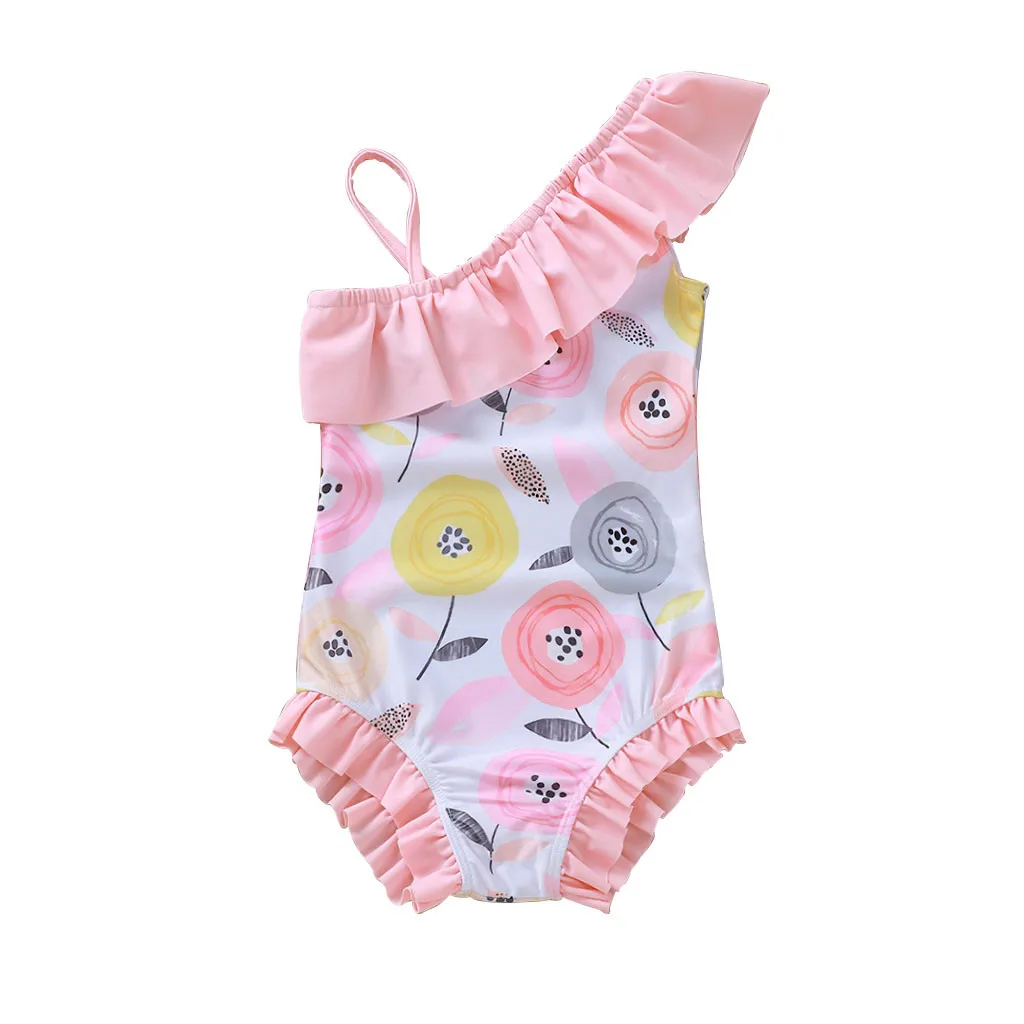 Купальник-бикини с цветочным рисунком для маленьких девочек; купальный костюм; пляжная одежда