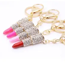 Губная помада, брелок, стразы, брелок, красная роза, подвеска, брелок для ключей, кольца для женщин, ювелирное изделие, шарм, кристалл, брелок