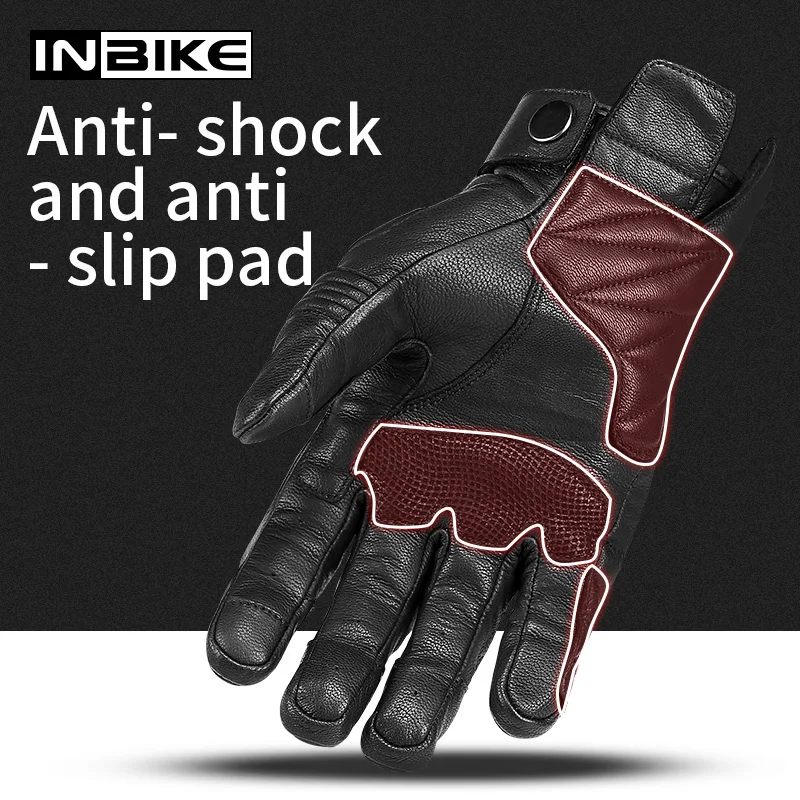 INBIKE Carbon Fiber Motorcycle Gloves Protective Gear Motorbike Gloves Full Finger Cycling Breathable Goatskin Men Motor Gloves