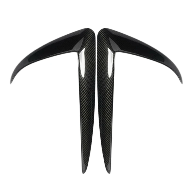 

2 Pcs Car Carbon Fiber Black Bumper Headlight Fog Lamp Protection Frame For Tesla 3 Headlight Protective Frames