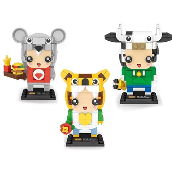 

Mini Cosplay Animals Diamond Building Blocks Rat Cow Tiger Figures Model Miniature Bricks Assemble Toys Children birthday Gift