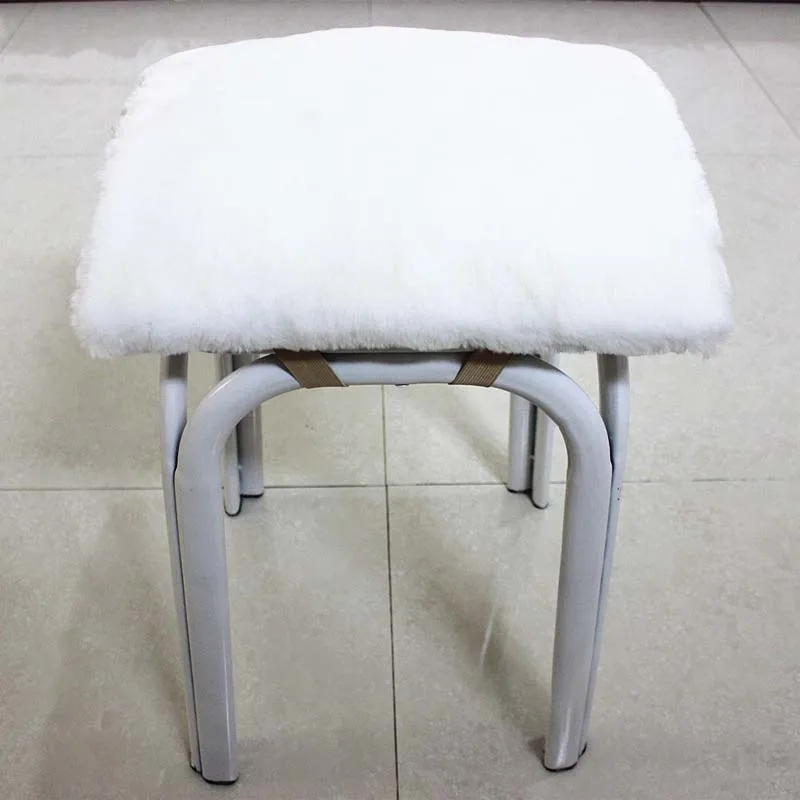 rectangle white Подушка для спины из искусственной шерсти, Круглый квадратный диванная подушка из искусственного меха, красный, серый, черный, розовый, белый мат «татами», подушки для офисных игр - Цвет: rectangle white