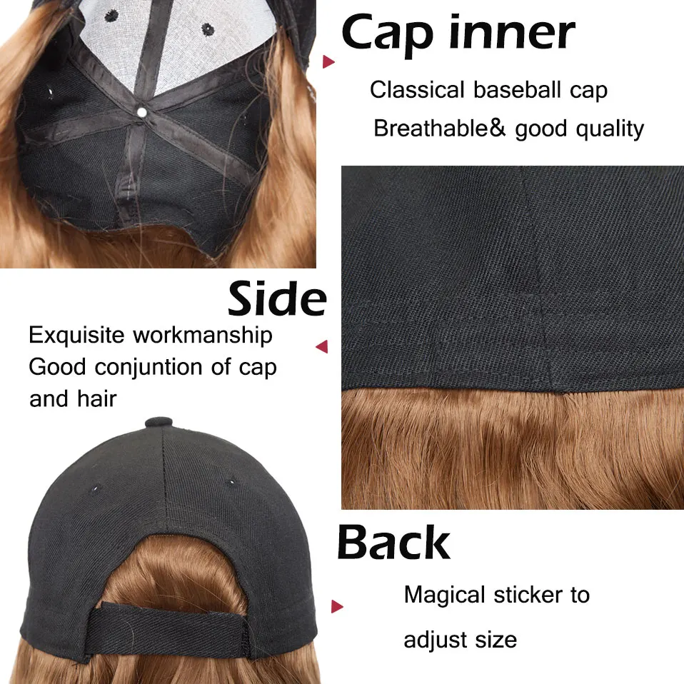 Skup SNOILITE 16 cal faliste przedłużanie włosów z czarna nakrętka długie syntetyczne przedłużanie włosów integracji czapka z włosów dla dziewczyna party