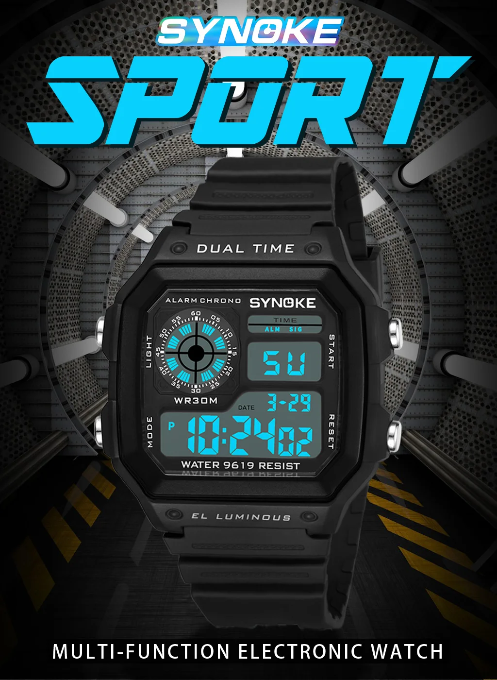 SYNOKE мужские цифровые часы спортивные водонепроницаемые тонкие светодиодный ретранслятор часов Masculino Relogio мужские электронные наручные часы