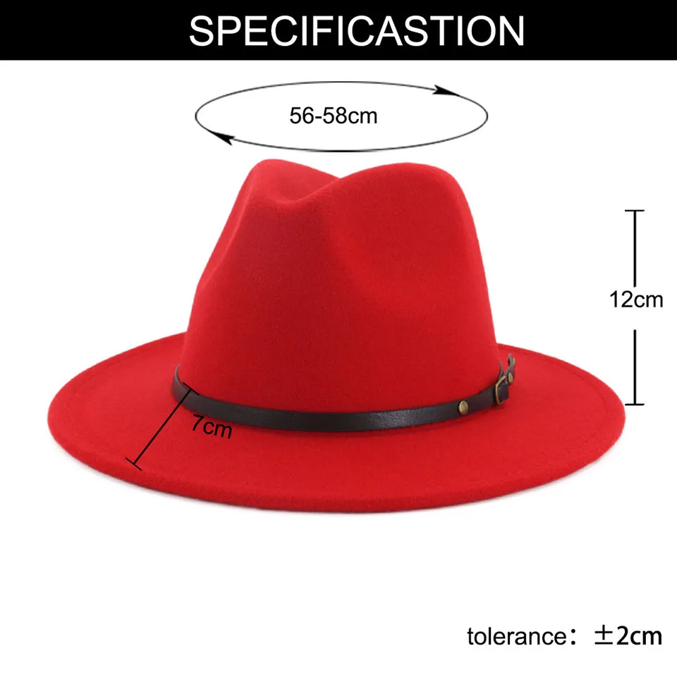 2020 winter fedora hats for women fashion Flat wide Brim Wool Felt Jazz Hats for men black and red goth top vintage wedding Hat straw fedora hat mens