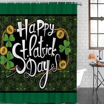 

St Patrick'S Day Theme Shower Curtain Waterproof Polyester With 12 Hooks