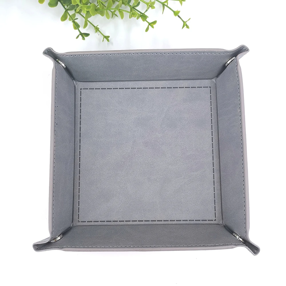 18x18cm Four corners PU leather tray change tray sundries storage box dried fruit plate desktop storage tray