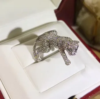 

fashion designer 925 sterling silver 3A cubic zirconia panther ring leopard finger ring for women men couple party jewelry