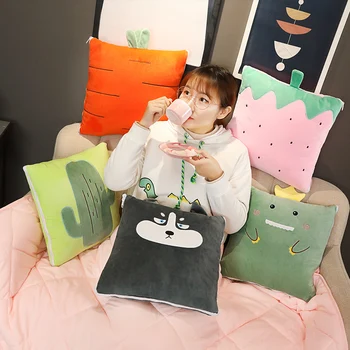 

40cm Cushion Blanket Multifunctional Plush Cushion Dinosaur Husky Chair Cushion Girls Children Bedroom Sofa Cushion Blanket Gift