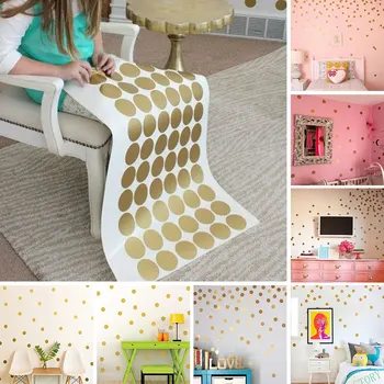 

Wall Paper 43 X 6 X 3CM PVC Decal Decor Decal Gold Polka Dots Wall Decal Art Wall Sticker Children Vinyl Living Room