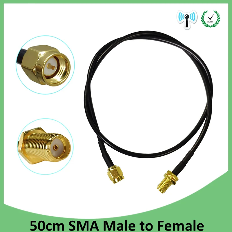 

5p 50cm SMA Male to Female Plug Connector Pigtail Coaxial Jumper Extension Cable RG174 customizable connector and length