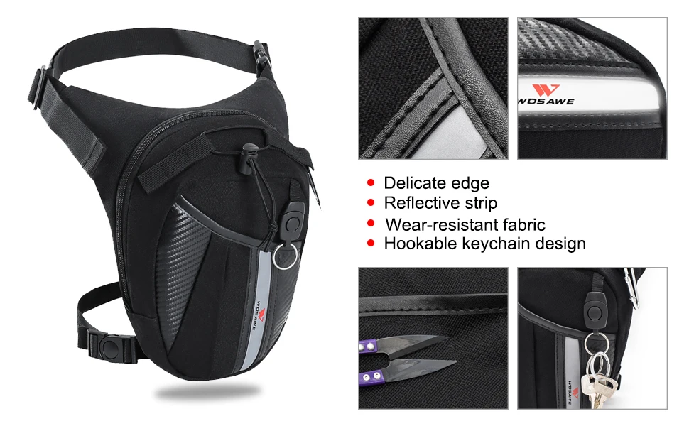 WOSAWE Motorcycle Leg Bag Fanny Pack Racing Waterproof Moto Cycling Tactical Waist Pack Airsoft Tactical Drop Leg Panel Utility