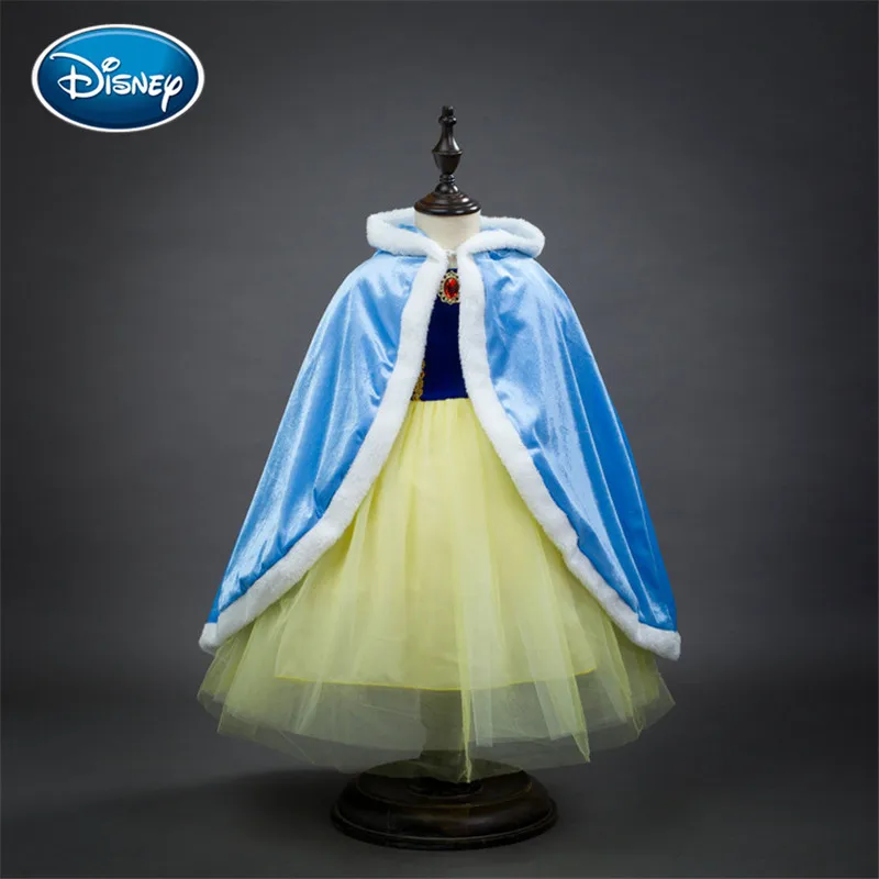 Disney Plush Warm cloak Girl dress princess Dress Anna Style Beauty and the beast Cape Girl Snow White Cosplay Kid Clothes