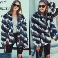 LANSHIFEI New Faux Fur Coat High Quality Fashion Slim Black Red Pink Faux Fur Jacket Fake Rabbit Fur Coat