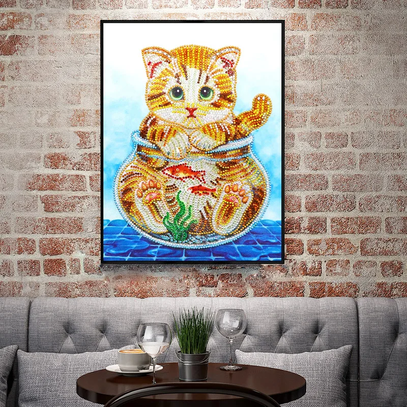 RUBOS DIY 5D Diamond Painting Kitten Cat Bead Big Diamond Embroidery Crystal Rhinestone 3D Mosaic Handmake Sale New Home Decor (4)
