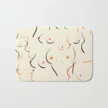 

Nordic Best Anti-slip Mat Entrance Carpet Flannel Funny Printing Breasts in Cream Doormat And Rug Stair