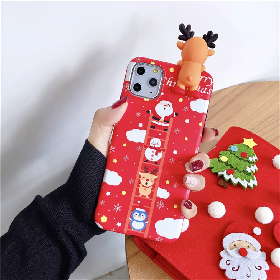 Чехол USLION Merry Christmas с мультяшным оленем для iPhone 11 Pro Max X XS XR Xs Max мягкий IMD силиконовый чехол для iPhone 6 6s 7 8 Plus