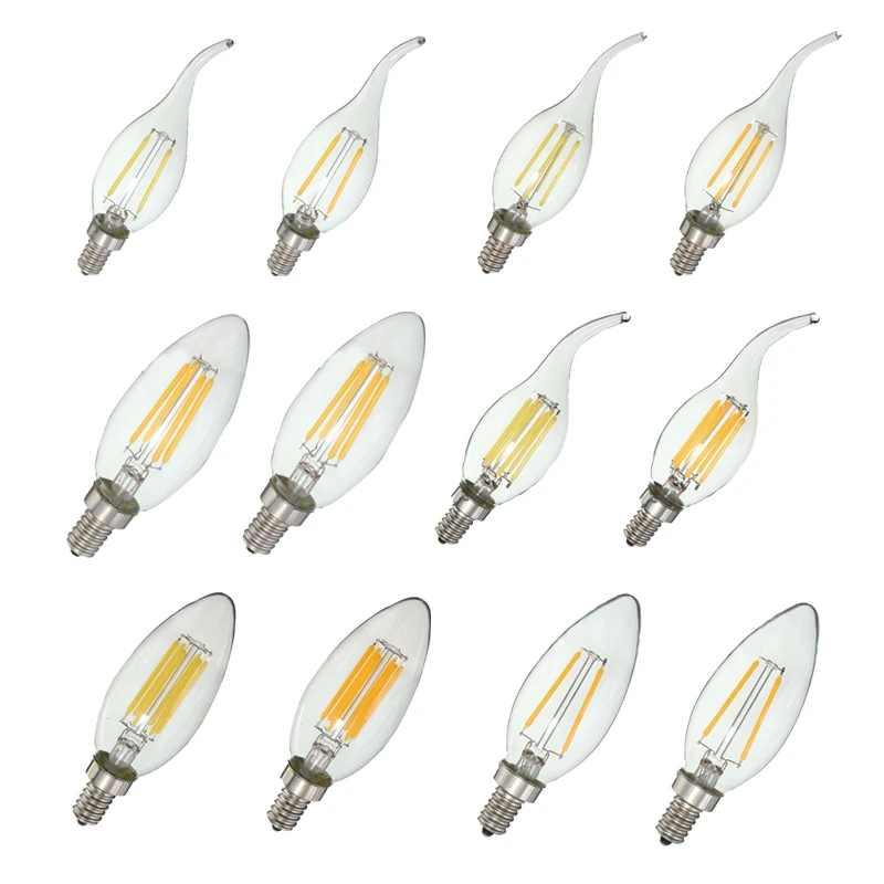 

Dimmable E12 4W COB Candle Flame Filament LED Light Bulb Lamp 12.5*3.5cm