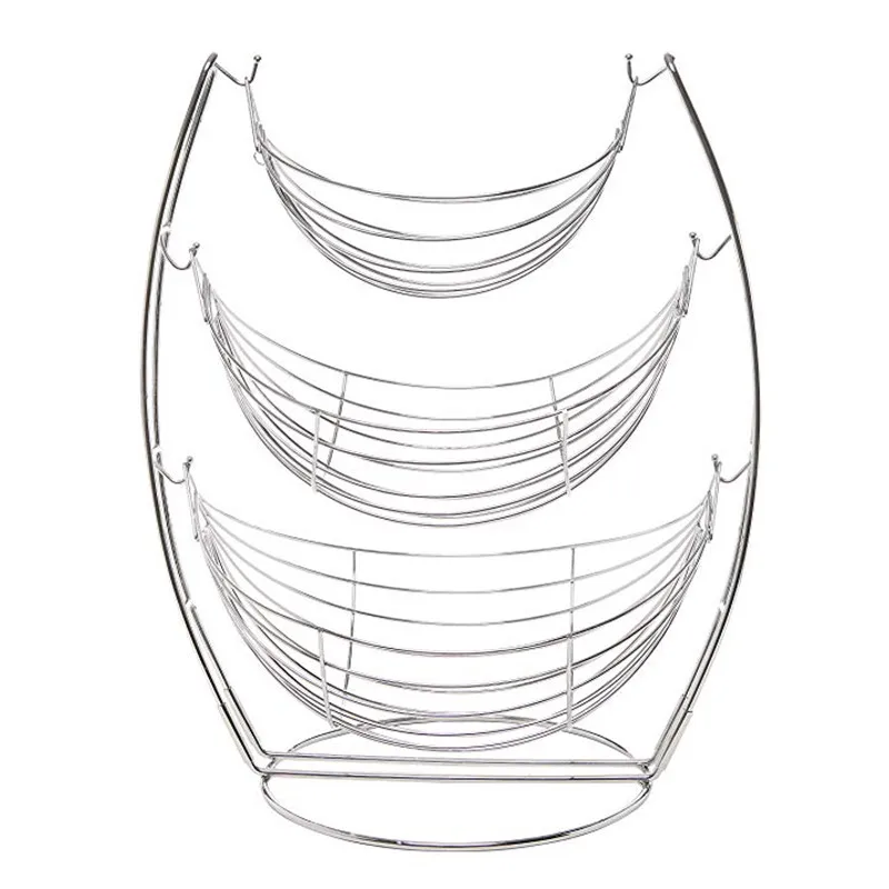 Трехслойная корзина для фруктов Колыбель железная художественная корзина для фруктов съемный фруктовый горшок корзина для фруктов 27,5x53,5 см - Цвет: Silvery