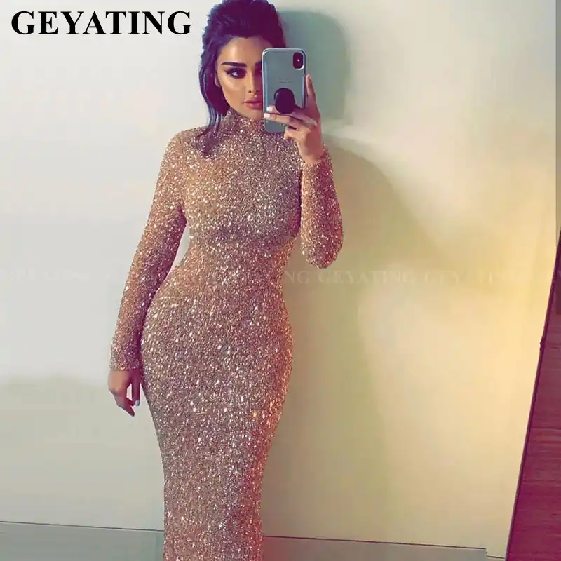 rose gold glitter dress long