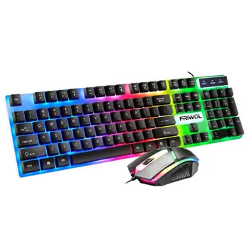 

Keyboard Mouse Set Game Wired Mouse Cool Colorful Backlit Keyboard Office Home Gaming Room Desktop Laptop Accessories