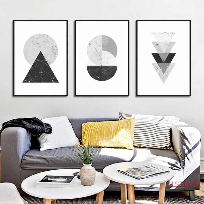 Black And White Geometric Pattern Decorative Painting Simple Art Canvas