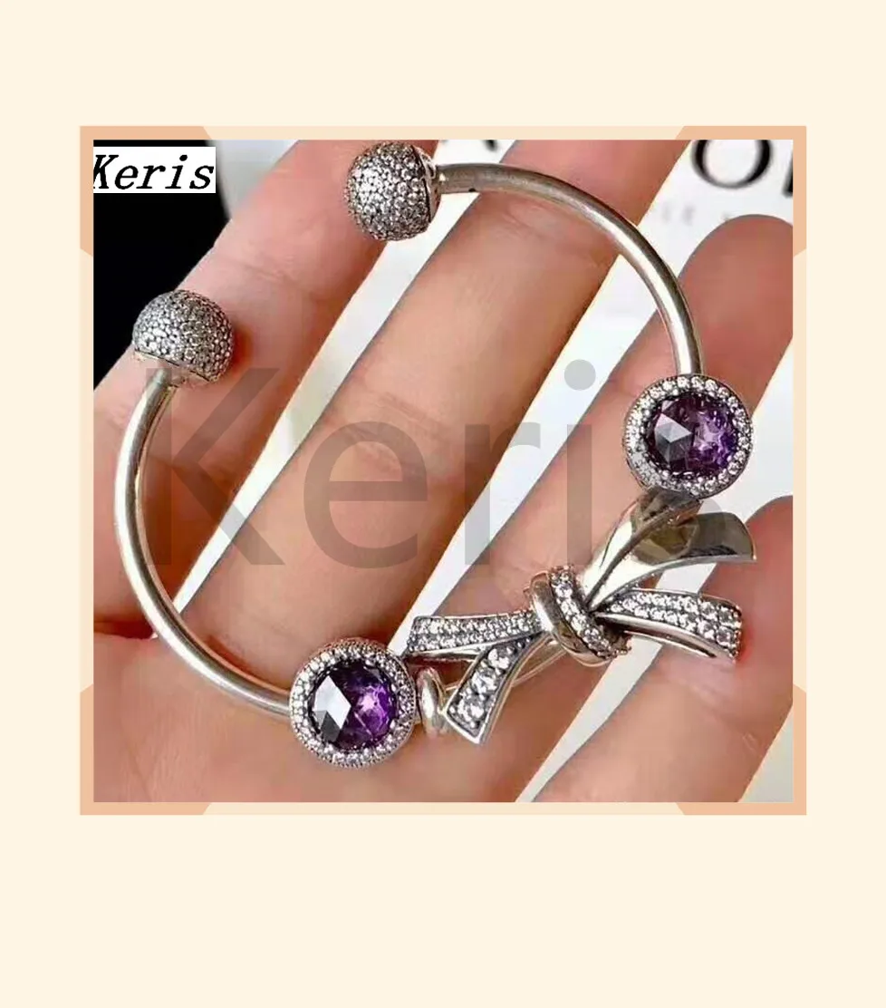 

High Quality Original 1:1 100% Pure Silver Butterfly With Purple Cat Eye String As Opening Bracelet Free Package Is Preferred
