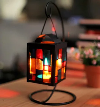 

Hanging Nordic Candlestick Colored Romantic Candlestick Glass Metal Simple Bedroom Suporte Para Vela Home Decoration New MM60ZT