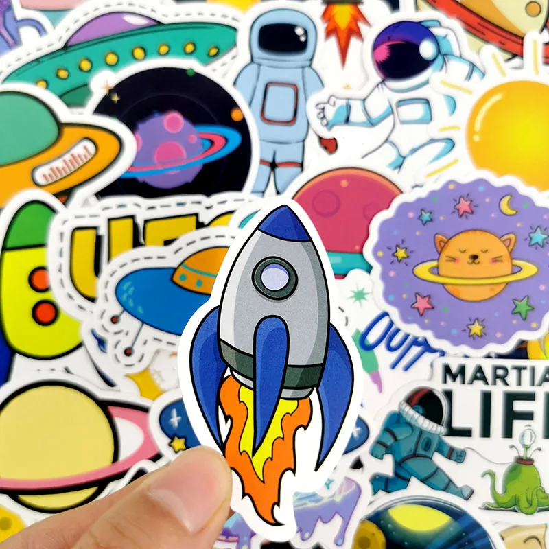 50 шт. инопланетный космический корабль мультфильм НЛО астронавт водонепроницаемый стикер Детская игрушка наклейка для скейтборда ноутбук костюм скрапбук подарок