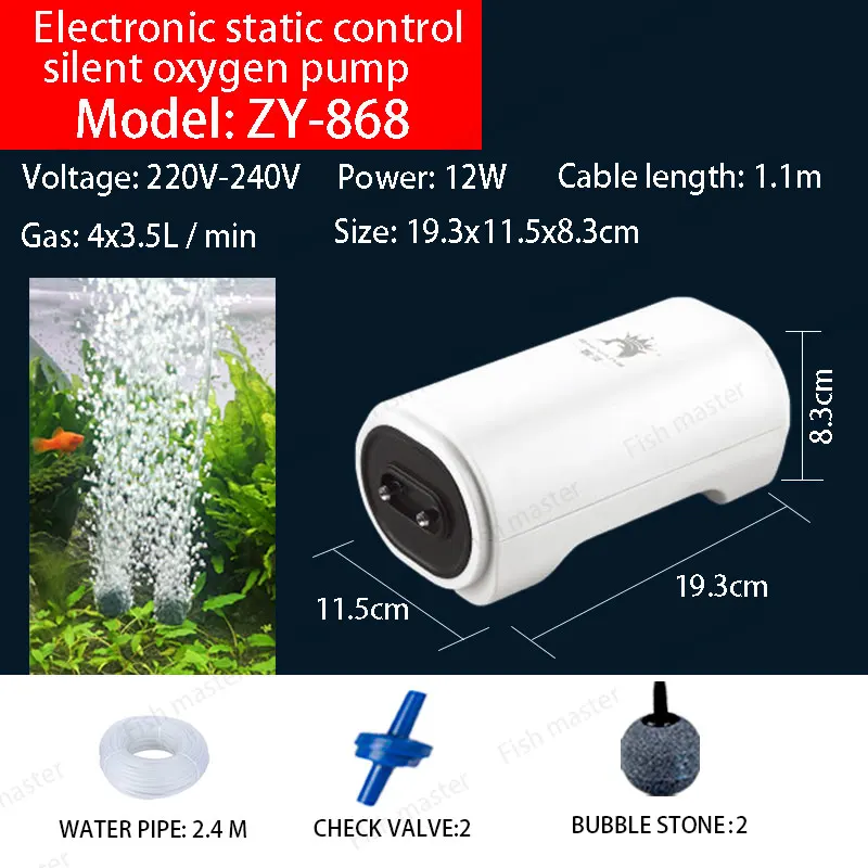 POMPA AREATORE SILENZIOSO AP-9804 2 USCITE VIE PER ACQUARIO POMPA ARIA Aeratore 8022044550459