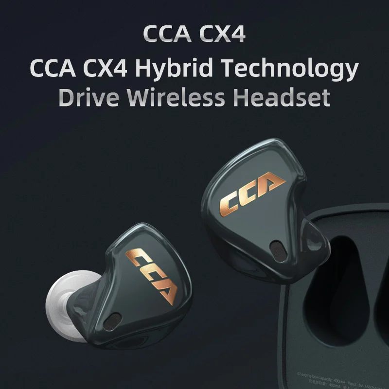CCA CX4 TWS Bluetooth 5.0 1BA+1DD Hybrid Driver Unit HIFI Earbud Wireless Sport Game Noise-Cancellation Earphone with Chip AAC