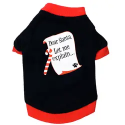 Рождественская Одежда для собак, Рождественская хлопковая черная рубашка-конверт с принтом, теплая верхняя одежда для собак, чихуахуа