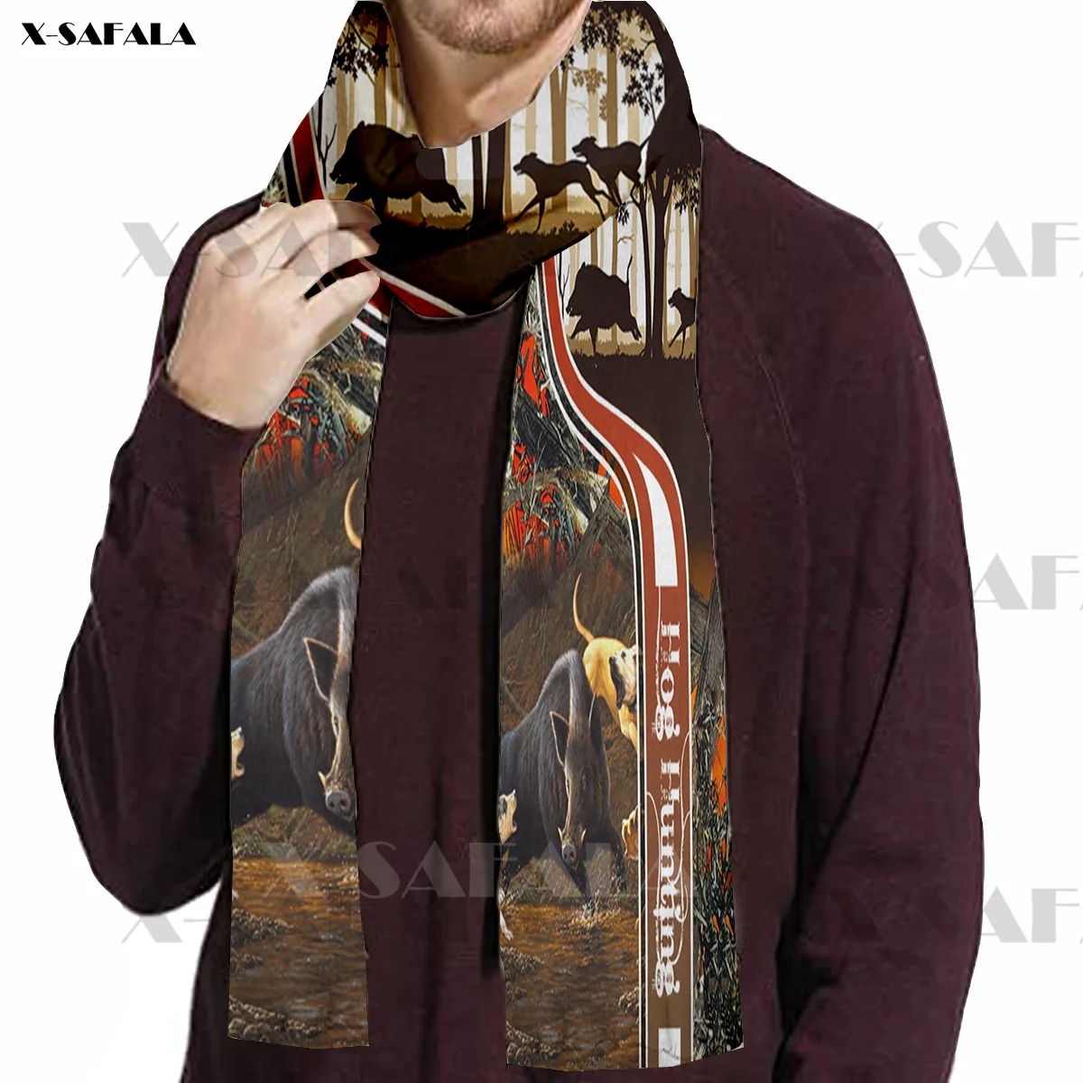 Wildboar Hunting Lover Accessories Long Scarves Shawl Soft Fleece Men's Gift For Hoodie mens infinity scarf