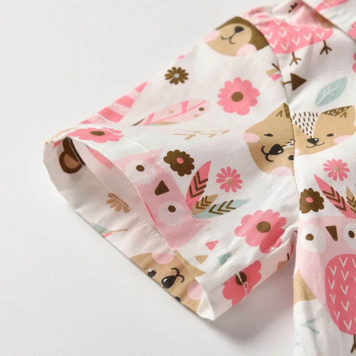 Childrenswear Child Summer Korean-style Pure Cotton Childrenswear Bear Printed Short-sleeved Shirt