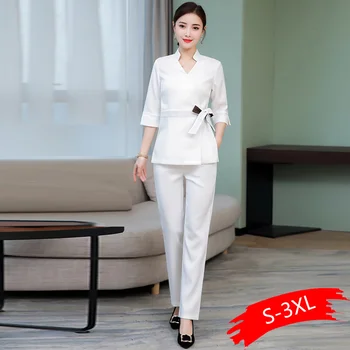 

SPA Workwear Overalls Autumn Summer White Massage Work Uniform Sets Hospital Nurse Three Quarter Sleeve Uniforms Beauty Clothing