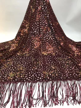 

African Velvet Lace Fabrics 2019 High Quality Nigerian Lace Fabrics With Sequins Lace Material For Women Dress