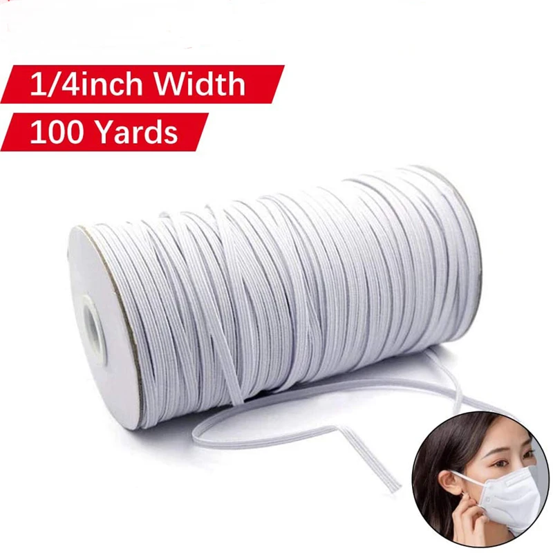 

White Elastic Band 70 Yards 1/4 Width Flat Trim Elastics Draw Rope for Clothing Finish Sewing Thread Cord Garment Accessory