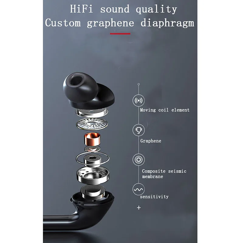 Bluetooth Headphone Wireless Waterproof Neckband Earphones Bass Noise Cancelling Stereo Sport Headset