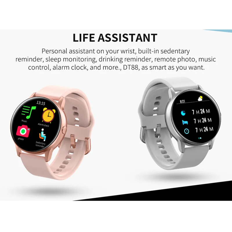 Смарт-часы DT88+ ремешок+ Eaphone/набор смарт-часов для женщин и мужчин монитор сердечного ритма IP68 Водонепроницаемый фитнес-трекер для IOS Android