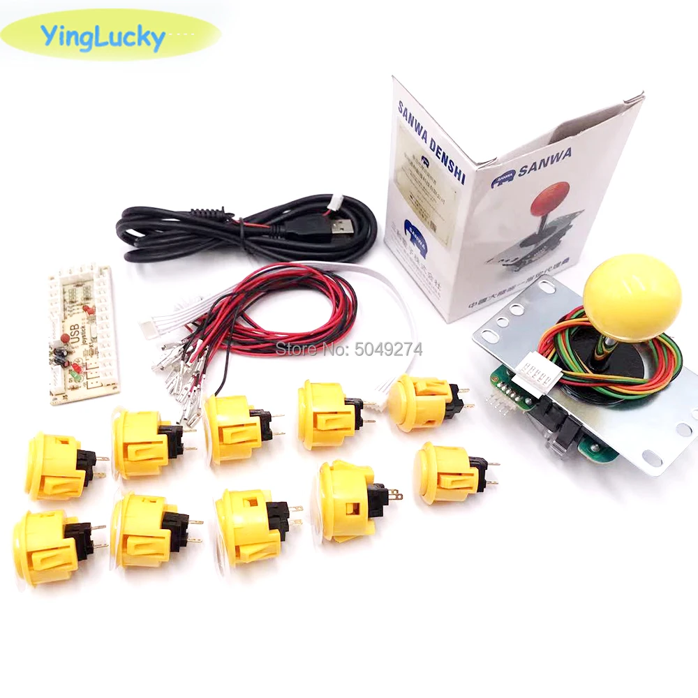 Yinglucky оригинальная Sanwa Япония JLF-TP-8YT OBSF-30 кнопочный USB к ПК нулевой датчик с переходником для JAMMA MAME Комплект Аркады своими руками - Цвет: yellow